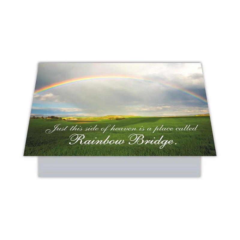 Dog Speak Rainbow Bridge Pet Sympathy Card â€“ Just This Side of Heaven Is a Place Called Rainbow Bridge â€“ Loss of Dog or Cat Remembrance Card with Envelope